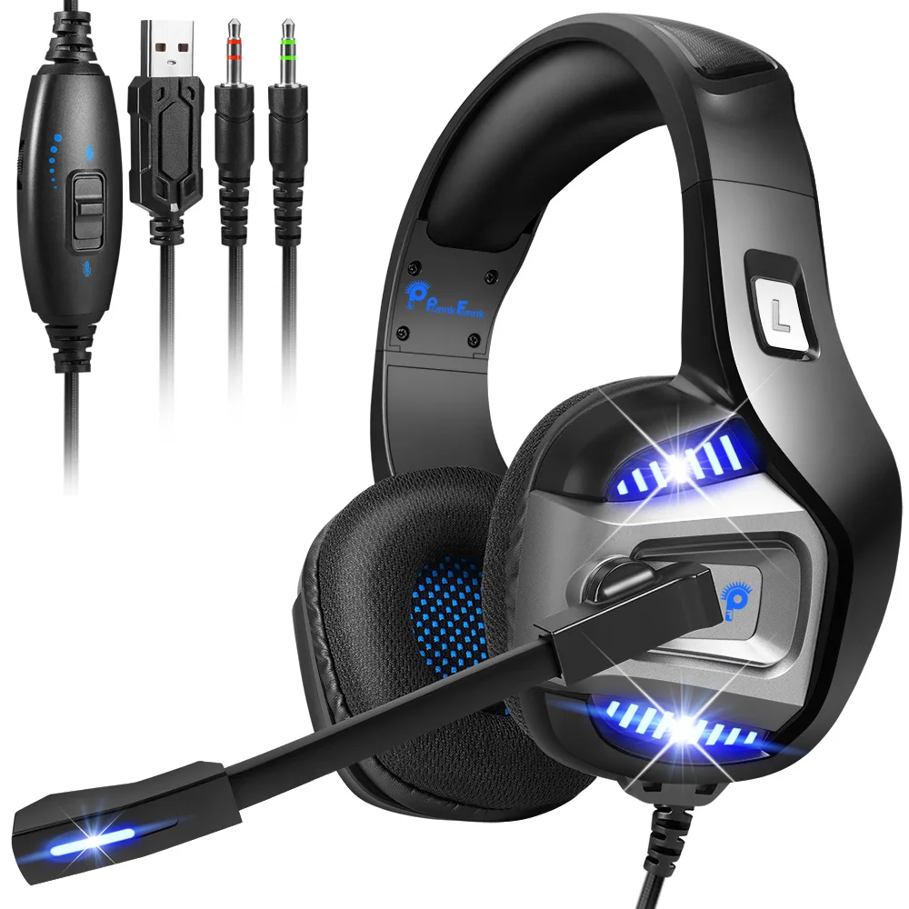

Deep Bass Stereo Led Light Gaming headphones For PS4 PS5 Fifa 21 Xbox Laptop PC Gamer headsets Noise Reducetion Headset Mic