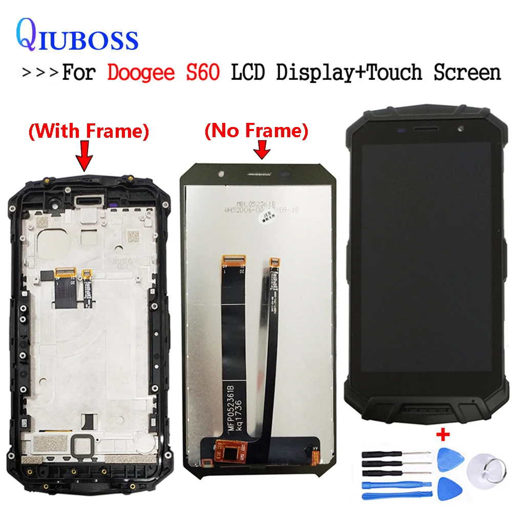 ЖК дисплей + сенсорный экран с рамкой для 5 2 дюймового Doogee S60 Lite 100%
