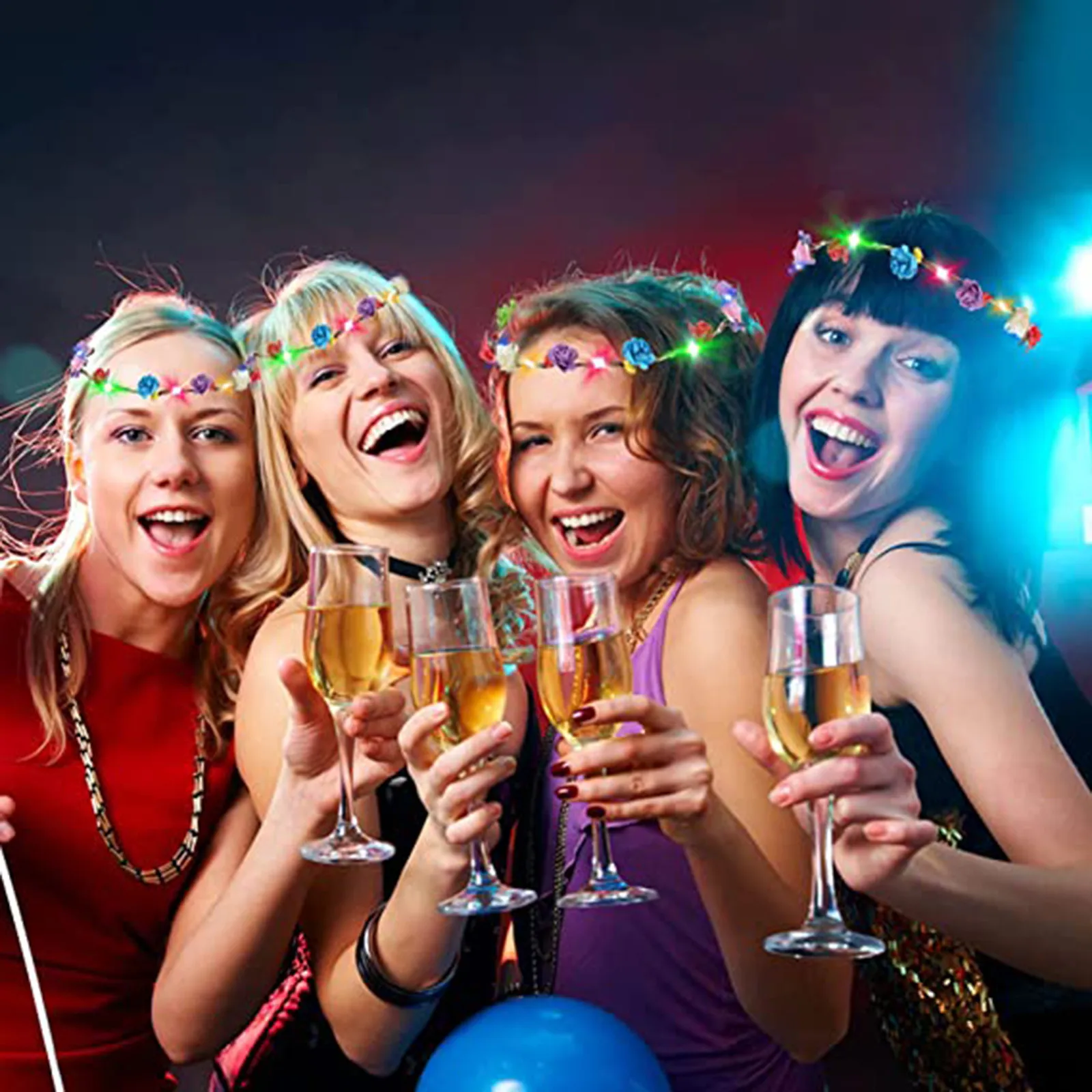 

20 Pcs Garland Wedding Party Crown Flower Headband LED Light Christmas Neon Wreath Decoration Luminous Hair Garland Hairband#Q