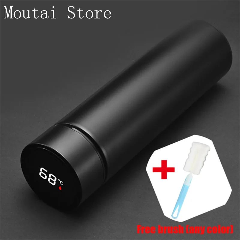 

500ml Intelligent Display Thermos Cup 304 Stainless Steel Automobile Thermos Cup Business Office Travel Thermos Cup Brush Delive