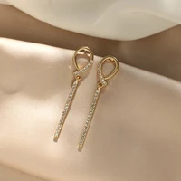 new arrival korean luxury earrings women trendy crystal setting long stud earrings wedding party gifts