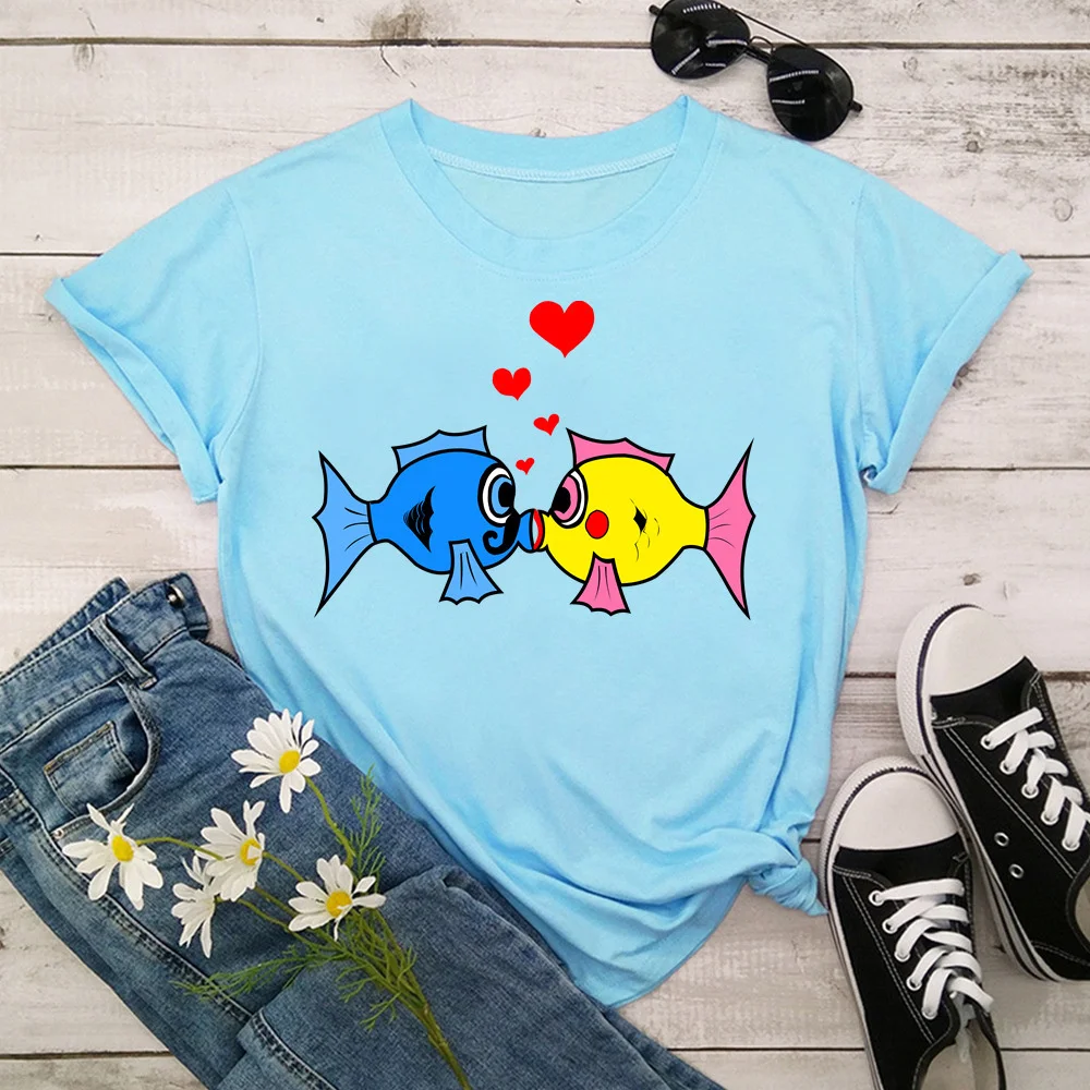 

Fish Women Summer Print Lady T-shirts Top T Shirt Ladies Womens Graphic Female Tee T-Shirt TX8631
