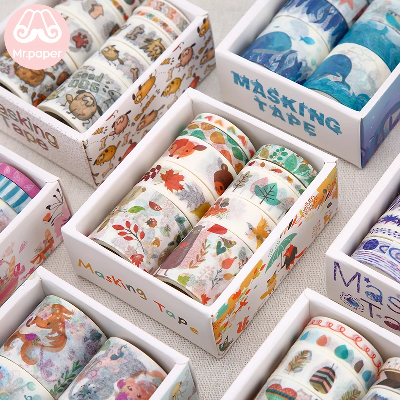 Mr paper 24 дизайна 10 шт./кор. милые Мультяшные животные васи ленты Скрапбукинг DIY деко креативные японские каваи маскирующие ленты