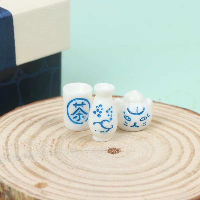 

3pcs 1:12 Dollhouse Miniature Tea Cups Teapot Flask Tea Set Furniture Toys Tea Cups Dollhouse Kitchen Accessory