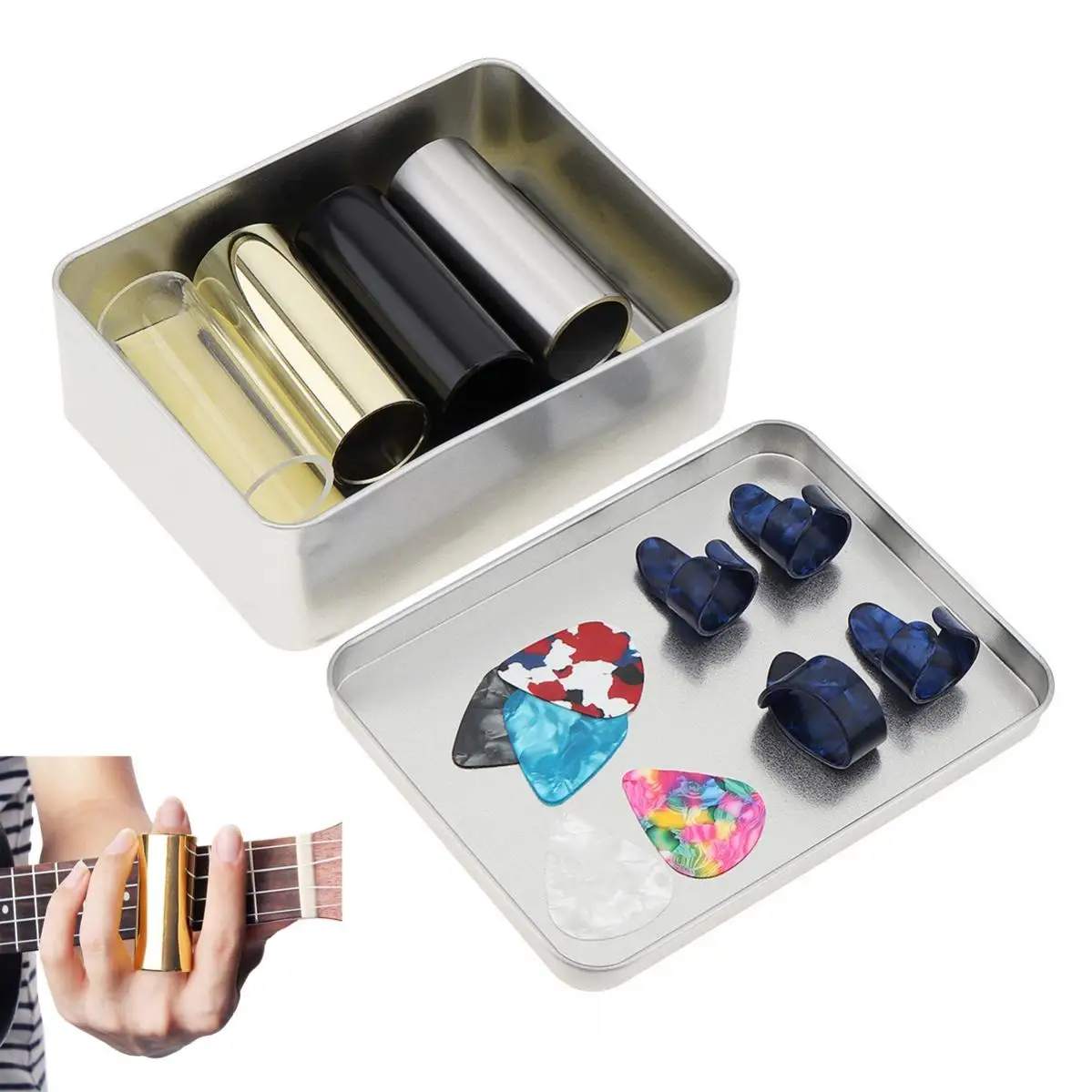 Набор слайдов для гитары 15 шт./лот слайды из нержавеющей стали целлулоидные