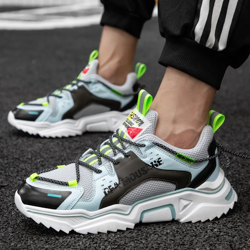 

2021 The New Men's Comfortable Joker Low Jogging Shoes Lace-up Air Mesh Breathable Soft Bottom Sports Shoes Platform Popular