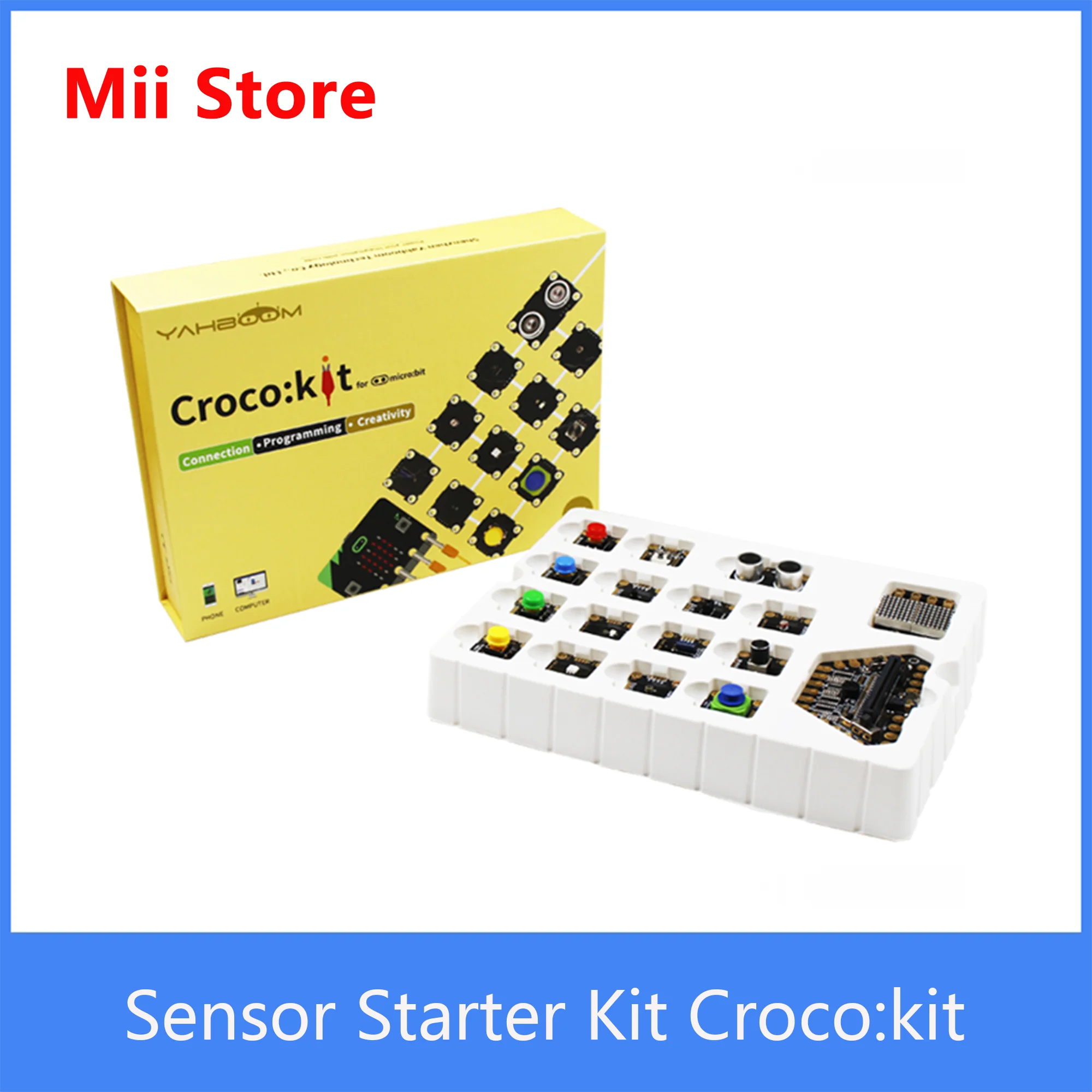 

Yahboom Original STEM Alligator Clip Electronic Educational Robot sensor Starter Kit Croco:kit For BBC Micro:bit V2