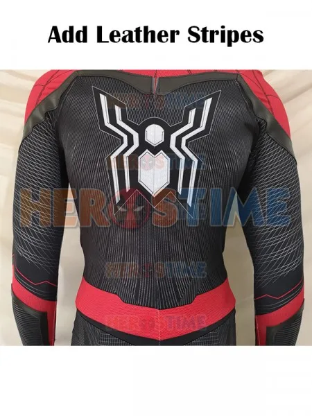 add leather Костюм Человека-паука для дома, костюм Человека-паука, 3D принт, спандекс, зентай, боди, косплей супергероя-паука, костюм Лидер продаж - Цвет: add leather