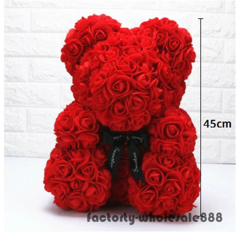45 см Гигантский Большой плюшевый мишка Роза цветок медведь игрушки день Святого