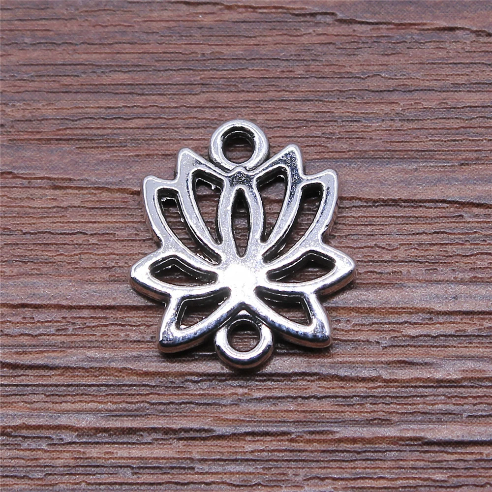 

WYSIWYG 10pcs 14x16mm Antique Silver Color lotus Connector Charms Connector For Jewelry Making Jewelry Findings
