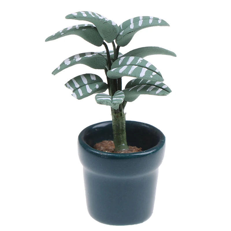 

1/12 Green Plant in Pot Dollhouse Miniature Garden Accessory Kitchen Toys Doll House Decoration Classic Pretend Toys for Kid