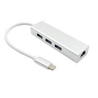 usb 3 1 usb c type c to ethernet network lan rj45 with 3 ports usb3 0 hub adapter silver color for macbook chromebook
