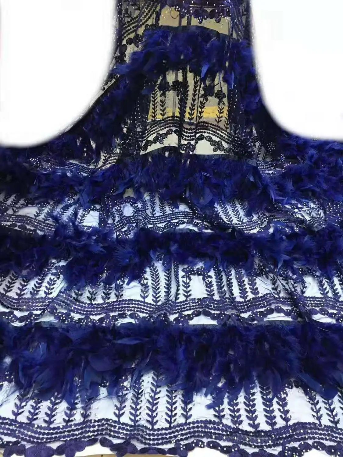 Пернатая африканская кружевная ткань 2019 вышитая французская с бусинами