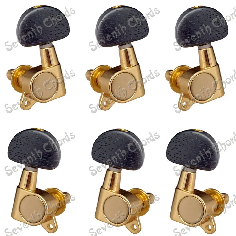 

Набор 3R3L красивых золотых запечатанных колышек для настройки шестеренок, сменные головки для гитары с черной текстурой