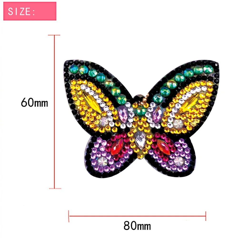 5D DIY Алмазная картина брелок Мода Мультфильм бабочка брелок Мозаика из алмазов руками сумка кулон подарок