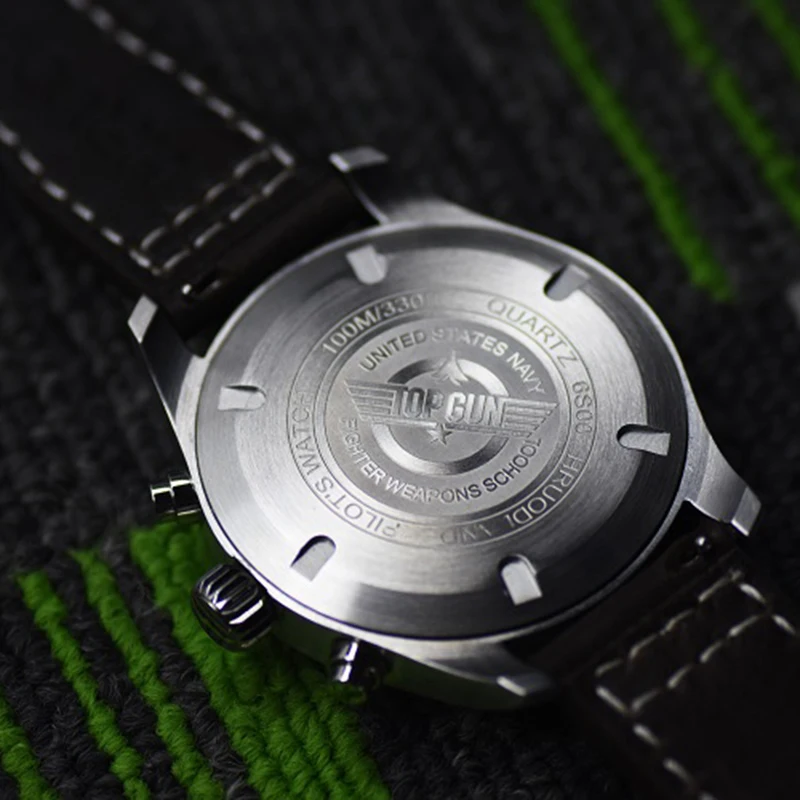 

Hruodland Fashion Stainless Steel Men Quartz Watches Sapphire Crystal Citzen 6s00 Mov't pilot leather Wrist watch For Men Male