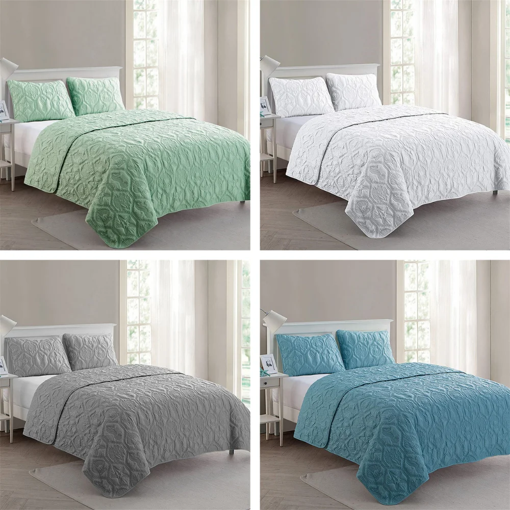 

ADOREHOUSE 3pcs Quilt Set Brushed Microfiber Bedspreads Coverlets Pillow Shams Lightweight Washable Bedspread Solid Bed Cover