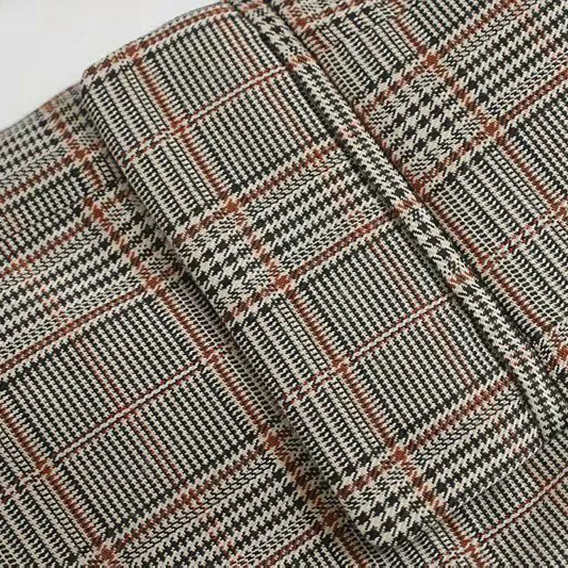 

Double-breasted Long-sleeved Plaid Lapel Female Suit 2019 Autumn Office Professional Women's Jacket Korean Retro Chic Tops