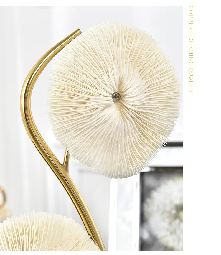 Современный Креативный витой металл с белой коралловой статуей предметы для