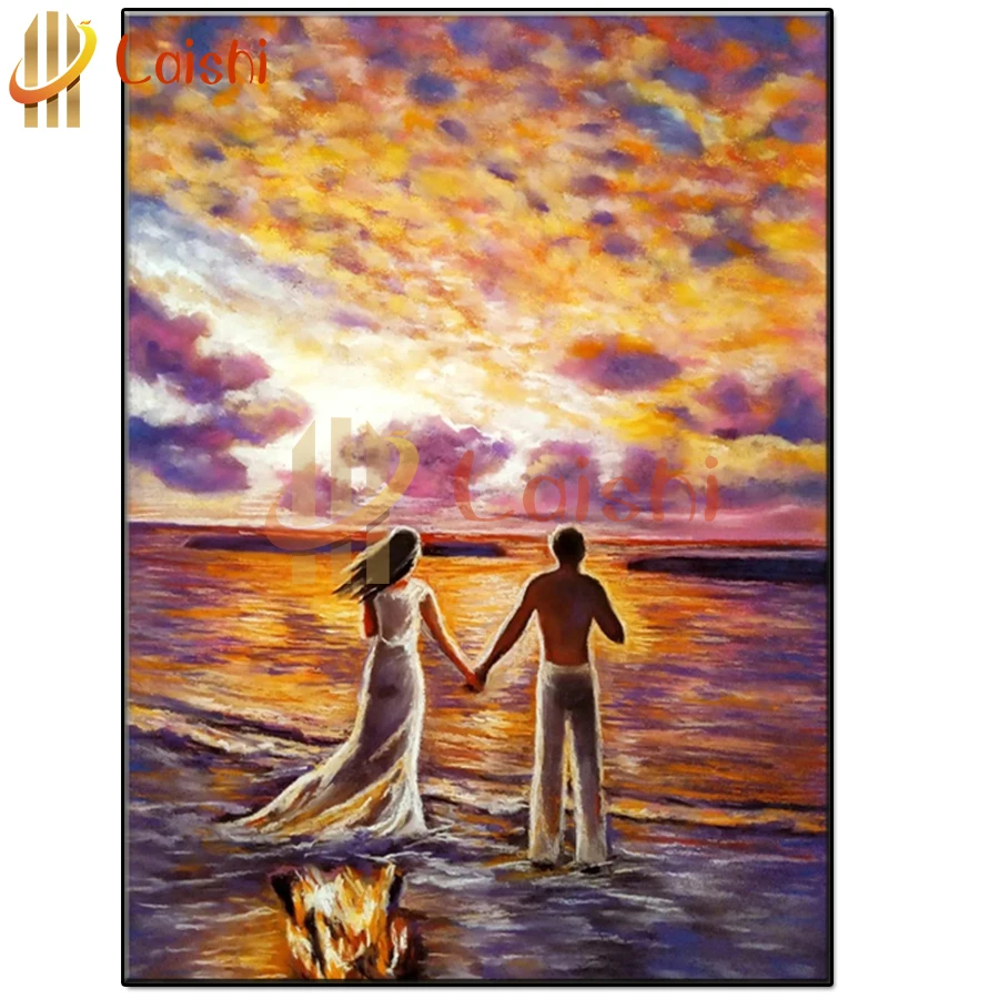 

Diy 5d Diamond Painting Abstract seaside couple mosaic Cross Stitch full Square Round Diamond Embroidery Handwork Rhinestone Art