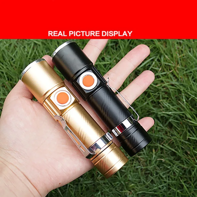 

USB Charging Strong Light Flashlight LedT6 Bike Lamp Night Riding 18650 Zoom Zoom Golden [XPE] night riding strong light Outdoor