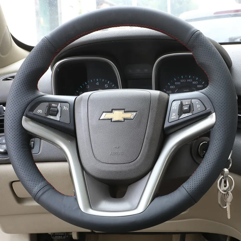 

Кожаный чехол на руль для Chevrolet 13 MALIBU, сделай сам, аксессуары для интерьера автомобиля