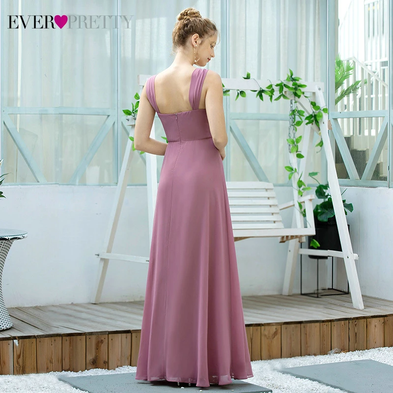 Пыльные розовые платья подружки невесты Ever Pretty A Line цветочные V образным вырезом
