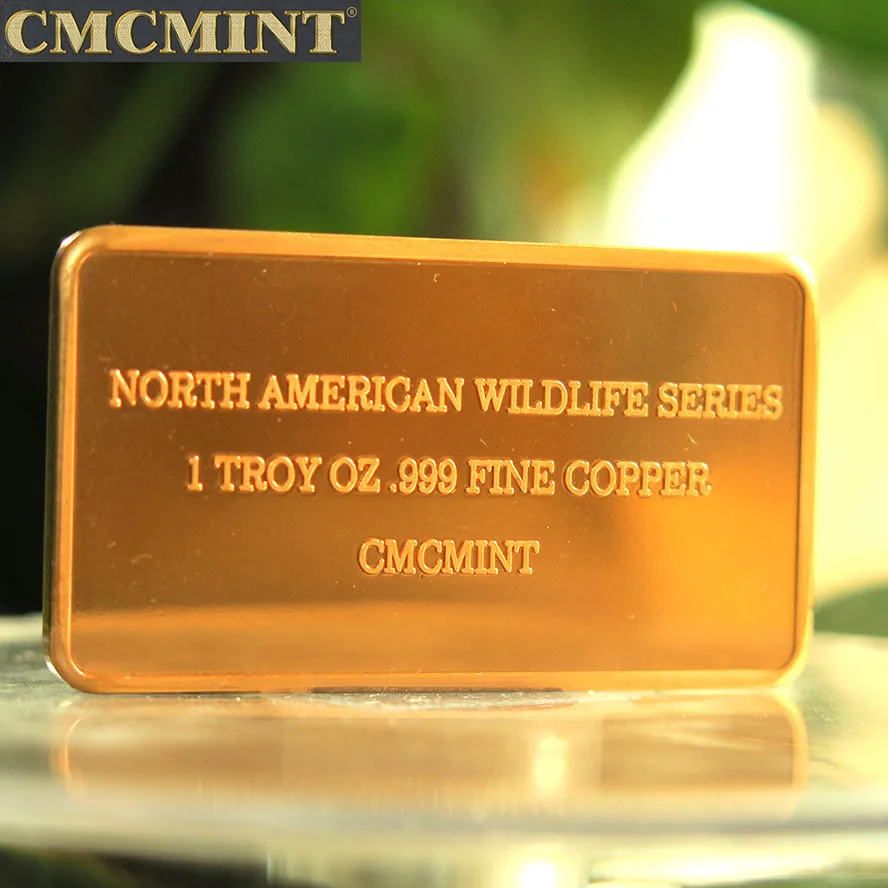 1 Troy Oz .999 тонкая медь Североамериканская серия дикой природы волк слитки бар