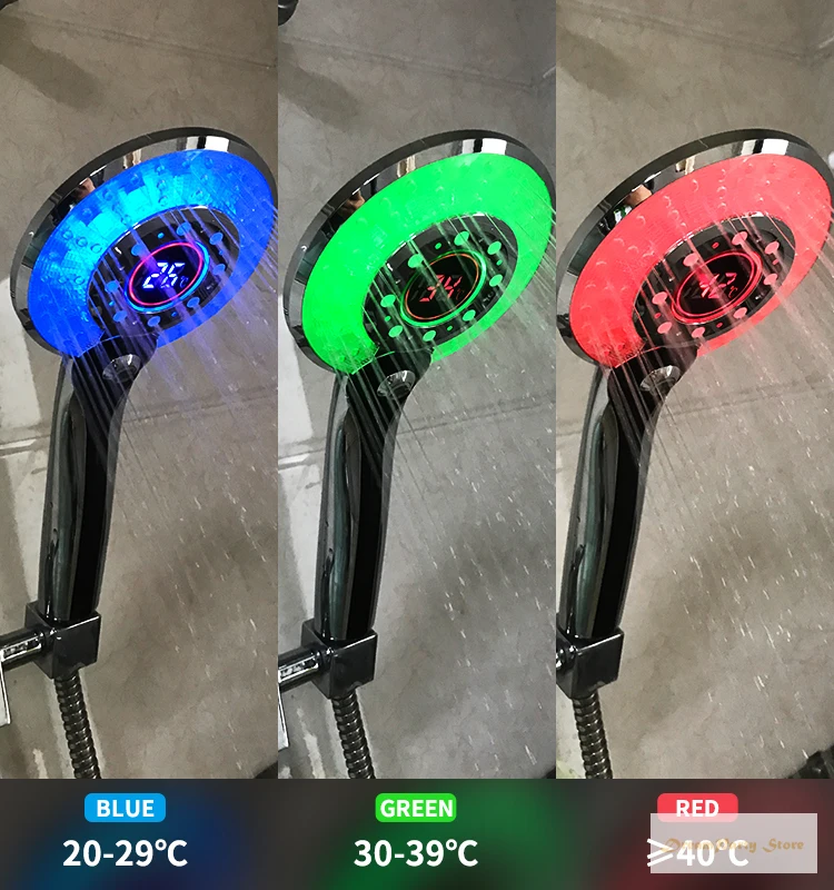 Ручная Лейка для душа цифровой фотораспылитель светодиодный светильник 3 режима