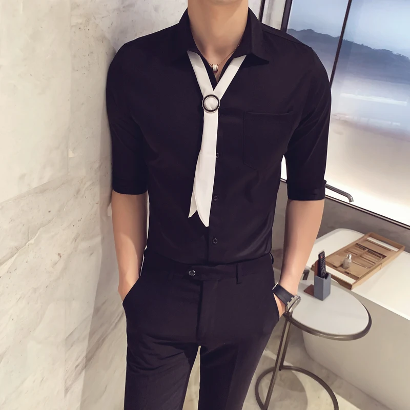 Chemise Homme 2020 Повседневная мужская рубашка Летняя модная уличная с коротким рукавом для ночного клуба Ropa Para