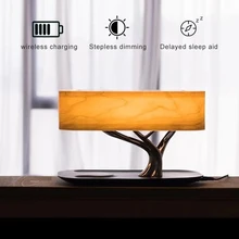 Home Theater Wooden Bluetooth Speaker LED Induction Light Soundbox Mobile Phone Wireless Charging Music Center Stereo Subwoofer