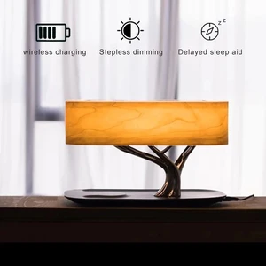 home theater wooden bluetooth speaker led induction light soundbox mobile phone wireless charging music center stereo subwoofer free global shipping