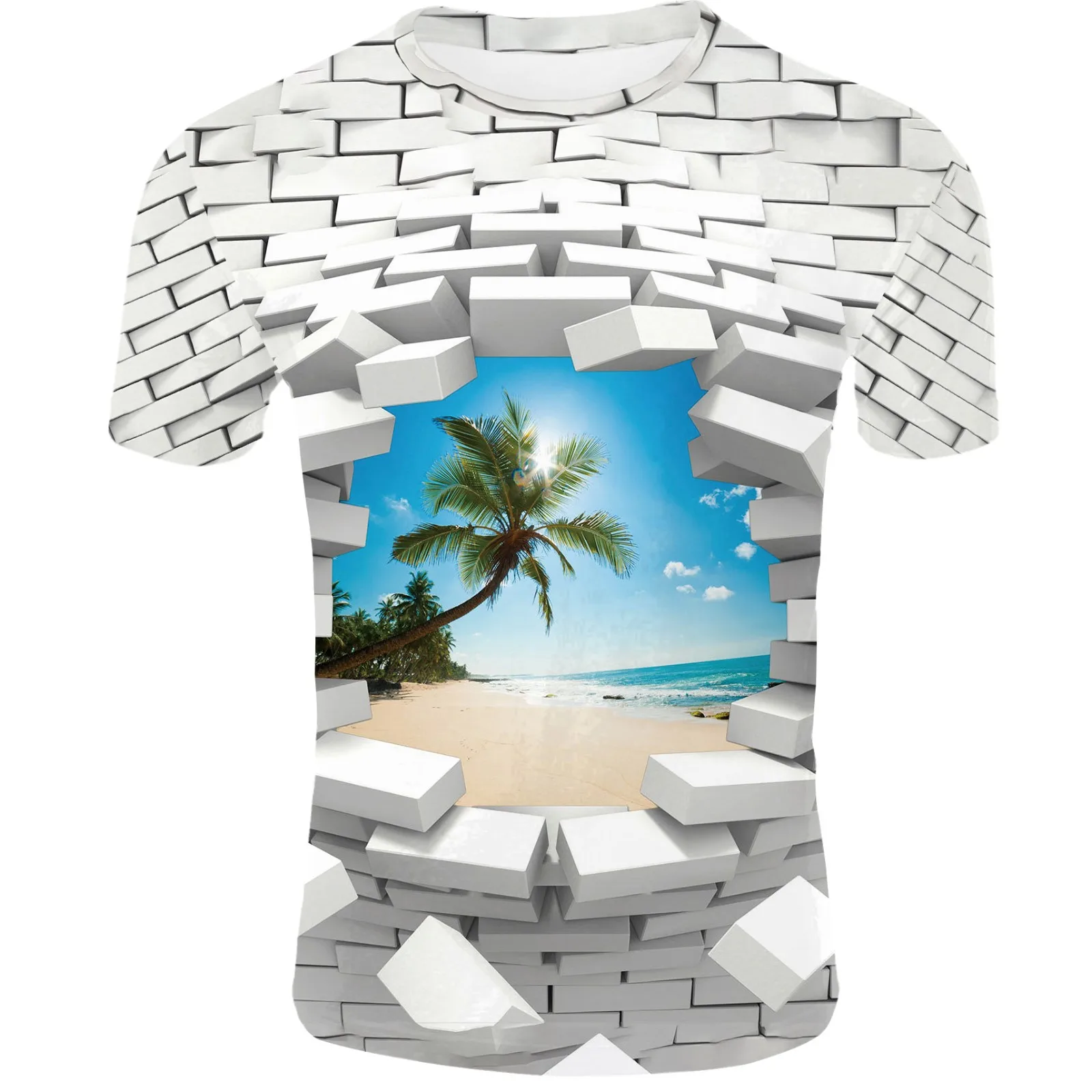 

2021 Новая мужская взрывных футболка свободного покроя с коротким рукавом и О-образным вырезом с модным принтом 3D Футболка мужская/футболка о...