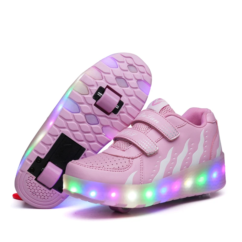 

2021 Sneakers roller shoes With two Wheels Wheelys Led Shoes Kids Girls Children Boys Light Up Luminous Glowing Illuminated