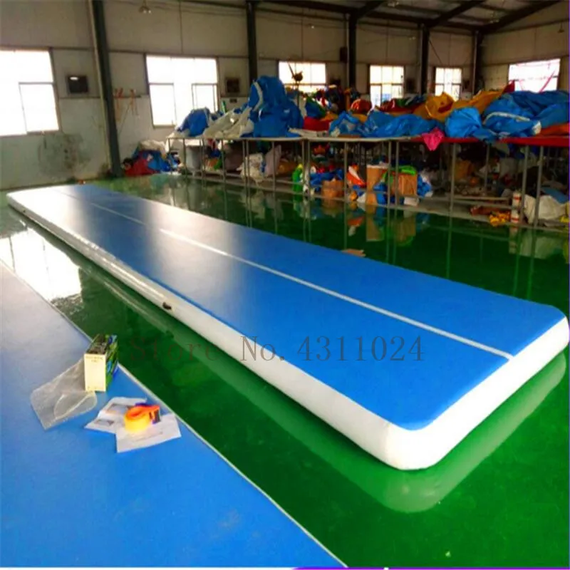 Цена Надувной гимнастический коврик, гимнастический мат с насосом, толщина 8 дюймов, 6 м 7 м 8 м