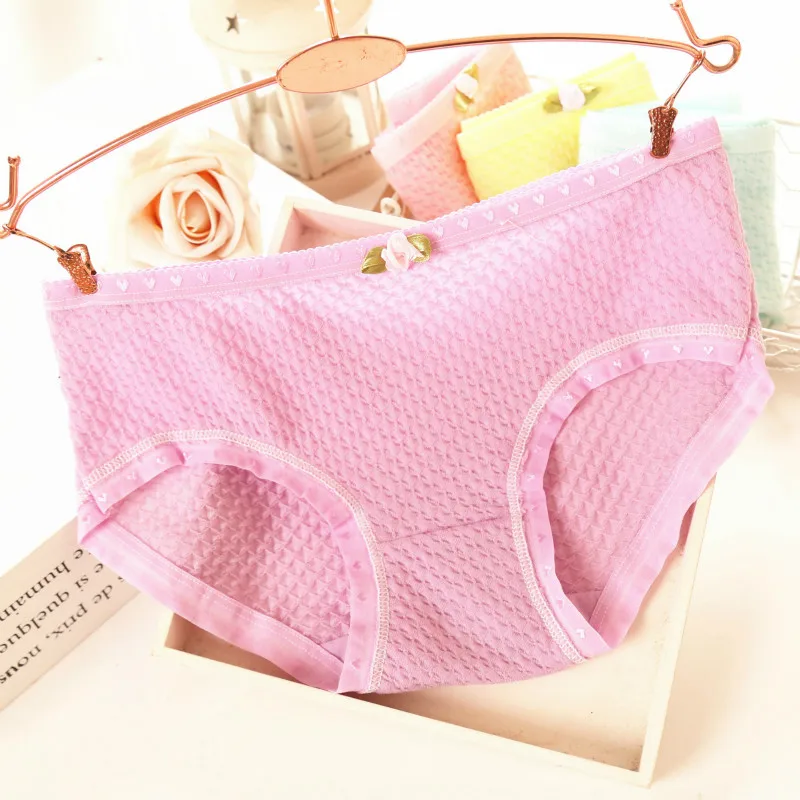Женские дышащие трусики с заниженной талией хлопковые брифы ярких цветов бантом