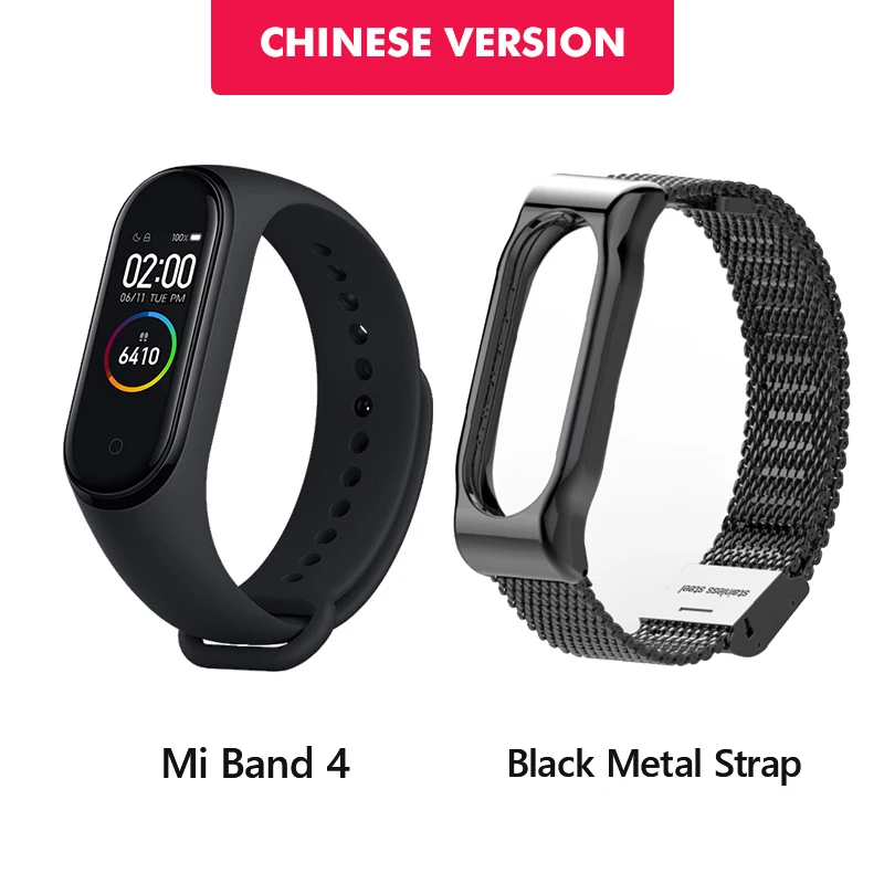 CN n Black metal Из России Xiaomi Mi Band 4 фитнес браслет 0,95 дюймов AMOLED 120X240 полноцветный экран Bluetooth 5,0 браслет 50 м Водонепроницаемый - Цвет: CN n Black metal