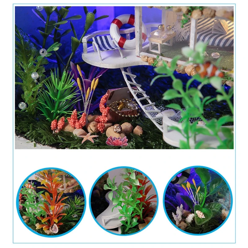 

Dollhouse Miniature with Furniture, DIY Wooden Dollhouse Kit Plus Dust Proof , 1:24 Tiny House Building KitHawaii