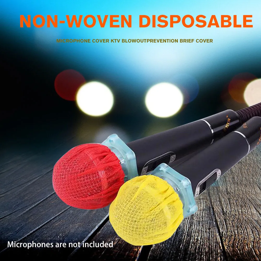 

100pcs Home Elastic Protective Non-woven Fabric Windscreen Removal Supplies KTV Mic Cap Disposable Microphone Cover