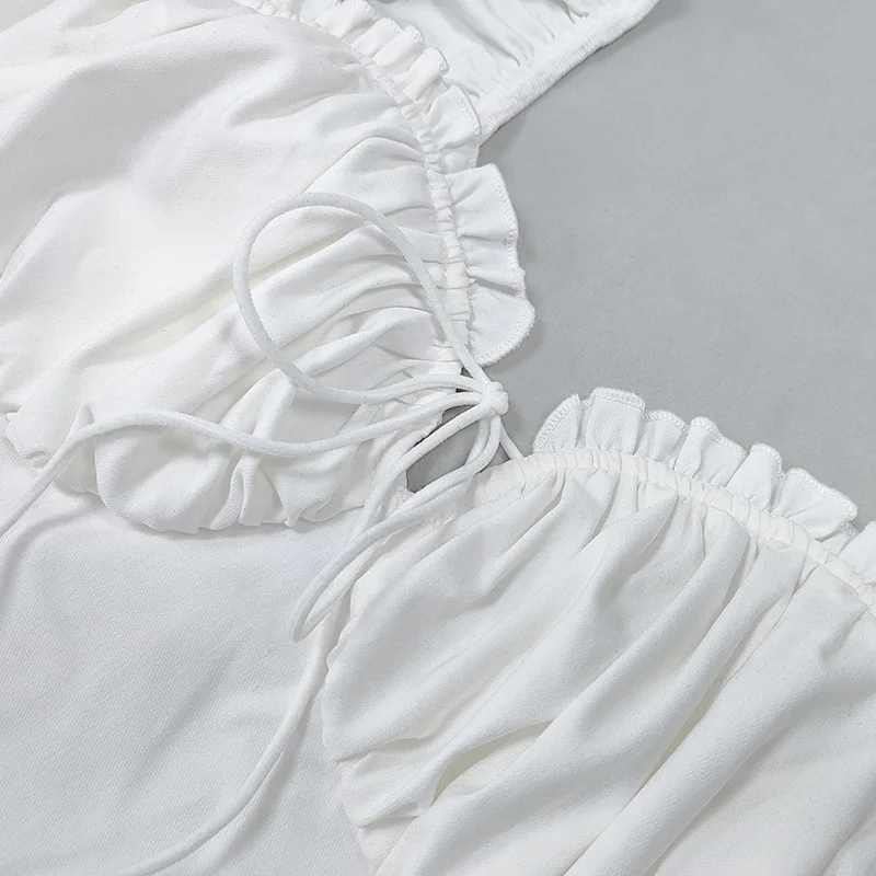 

High Quality Corset Top Women 2021 New Arrivals White Sexy Crop Top Summer House of Cb Sleeveless Ruffle Bustier Casual Tank Top