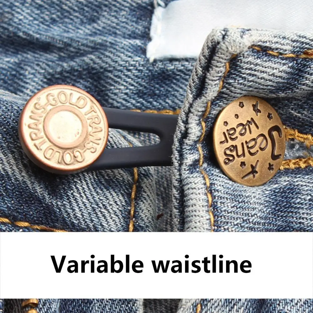 

10pcs/set Metal Retractable Buckle Buttons Clothing Fastener Waistline Cloth Accessories Waist Adjustable Button Extended J N9D1