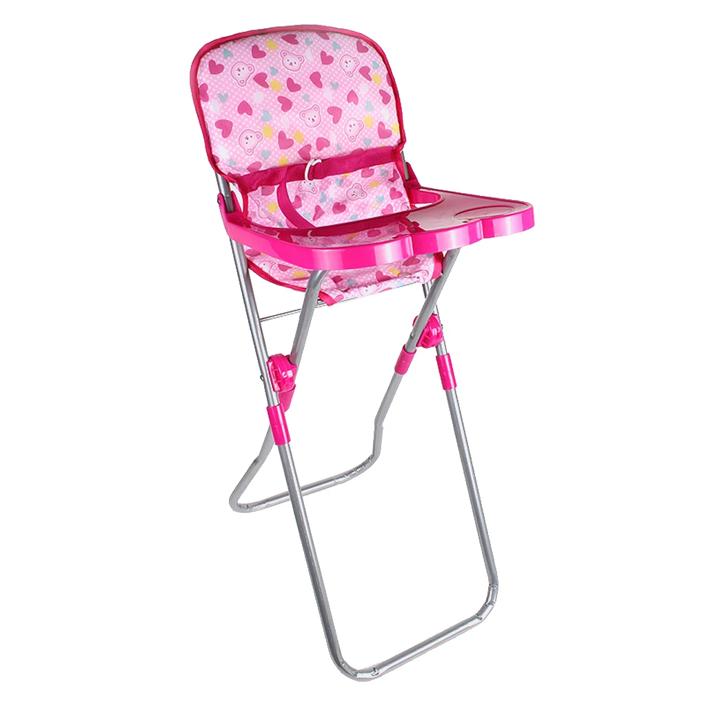 

High Dining Chair Toy Simulation Baby Doll Accessory for Kids 3+ Years Old Pink