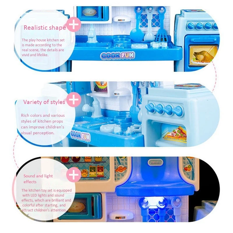 

Cooking Toys Set Music Pretend Accessories Kitchen Toys Set Kitchen Game Play Cooking Utensils Set for Kids