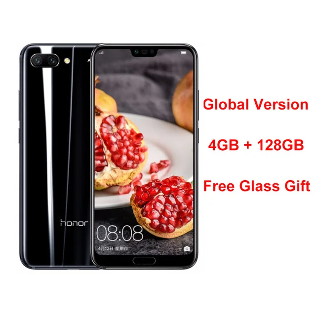 Black Глобальная версия Honor 10 4 Гб 128 Гб Смартфон 24 МП Восьмиядерный мобильный телефон двойная камера Face ID NFC android 8,1 3400 мАч - Цвет: Black