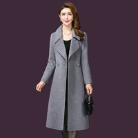 2021 winter woolen elegant cashmere women coat long sleeve warm middle aged mother plus size 4xl long clothes fashion sashes