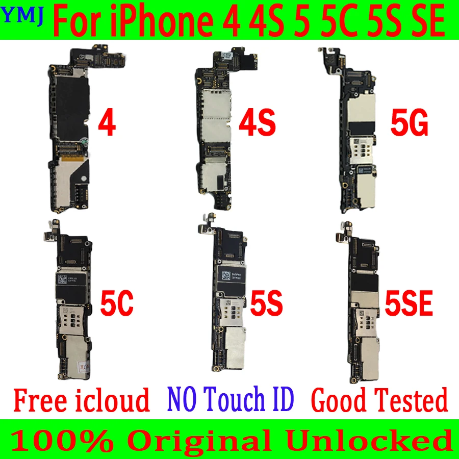 100% Оригинальный разблокированный для iPhone 4 4s 5 5c 5s 5se материнская плата не за счет