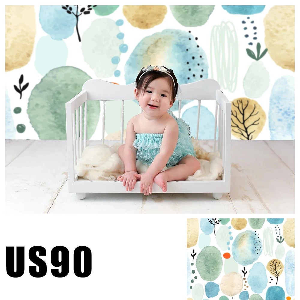 

HUAYI акварель фотография Фон детский душ Дети День рождения фон фото баннер для киоска фотосессия US90