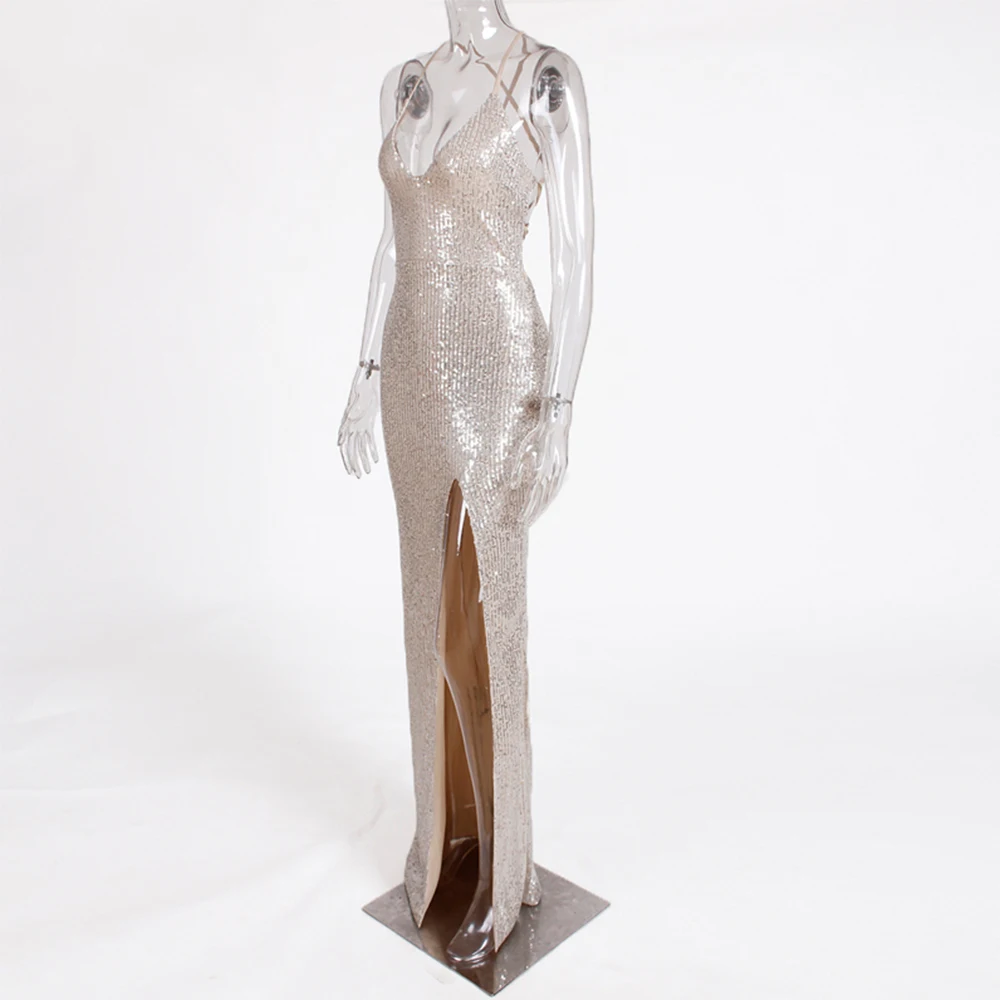 Сексуальное коктейльное вечерние с V образным вырезом на шнуровке блестками