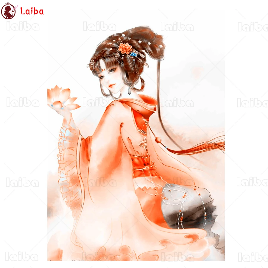 

Diy diamond embroidery Fantasy art, retro Japanese woman, flowers diamond painting full square mosaic 5d picture of rhinestone