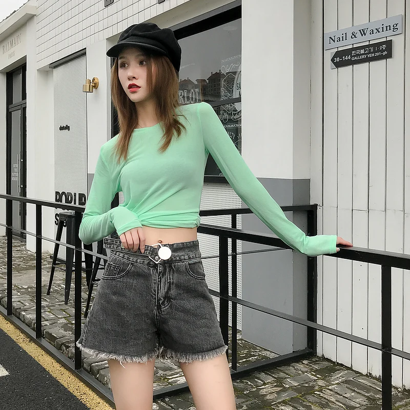 

Летние женские свободные шорты с широкими штанинами 2021, модные повседневные джинсовые шорты, женские джинсовые шорты с высокой талией в Кор...